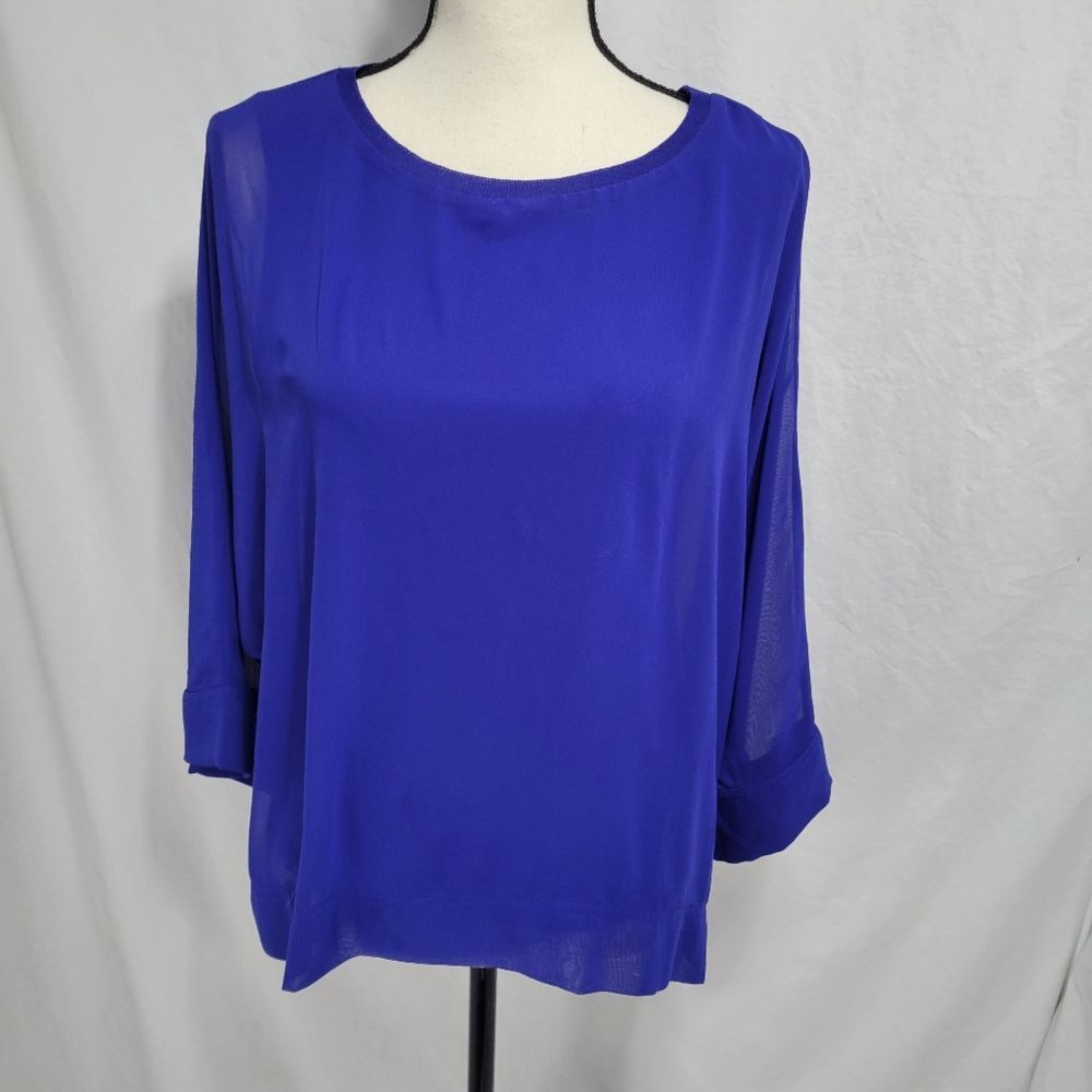 Worthington Sheer overlay tank blouse, short sleeves size M
